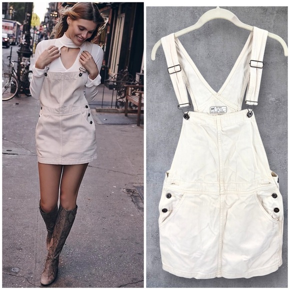 Free People Dresses & Skirts - Free People Me & You Jumper Overall Dress Womens 29 Denim Mini Cotton Classic
